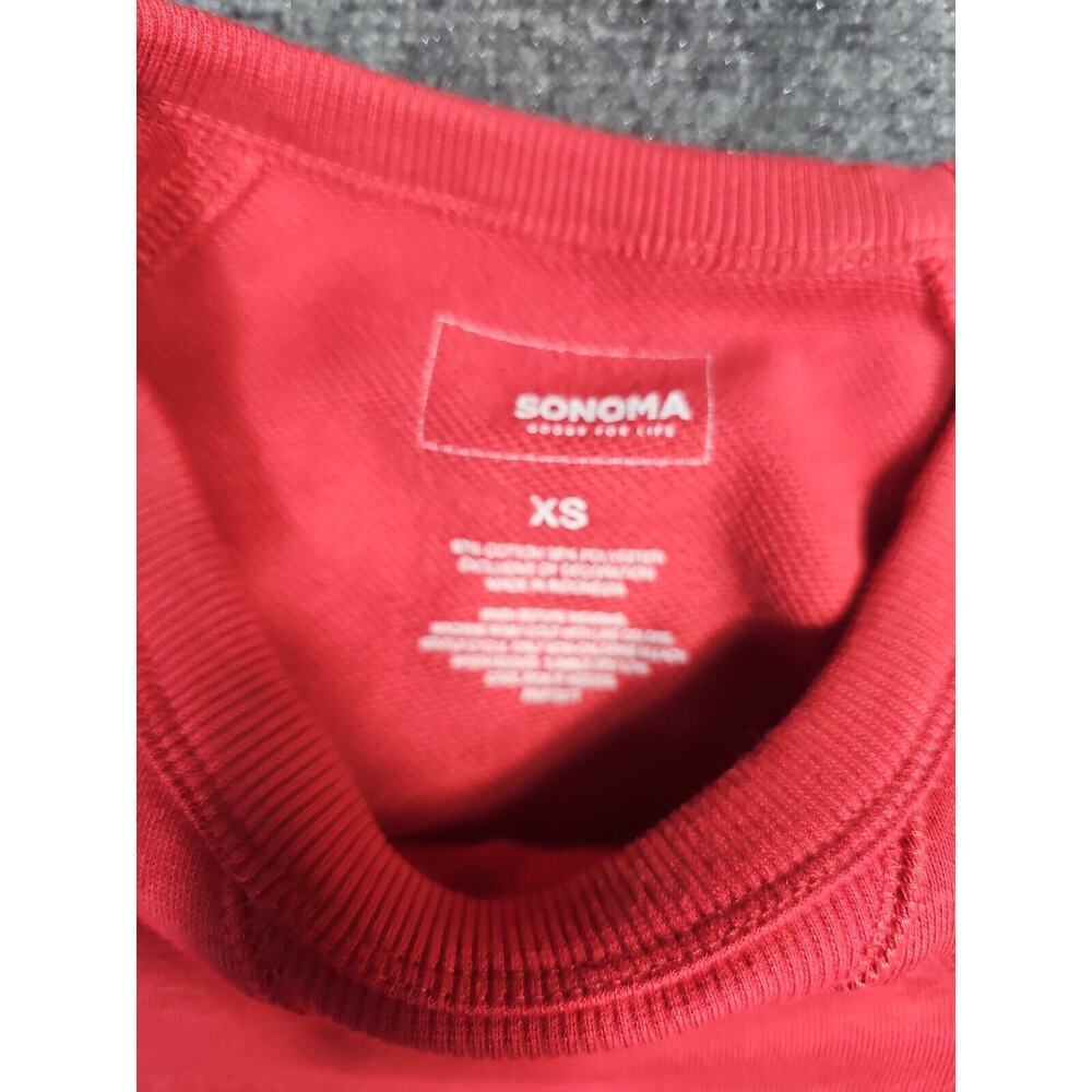 Sonoma Everyday Sweatshirt Dark Pink With Flowers Women’s Extra Small Sweatshirt - Picture 3 of 7